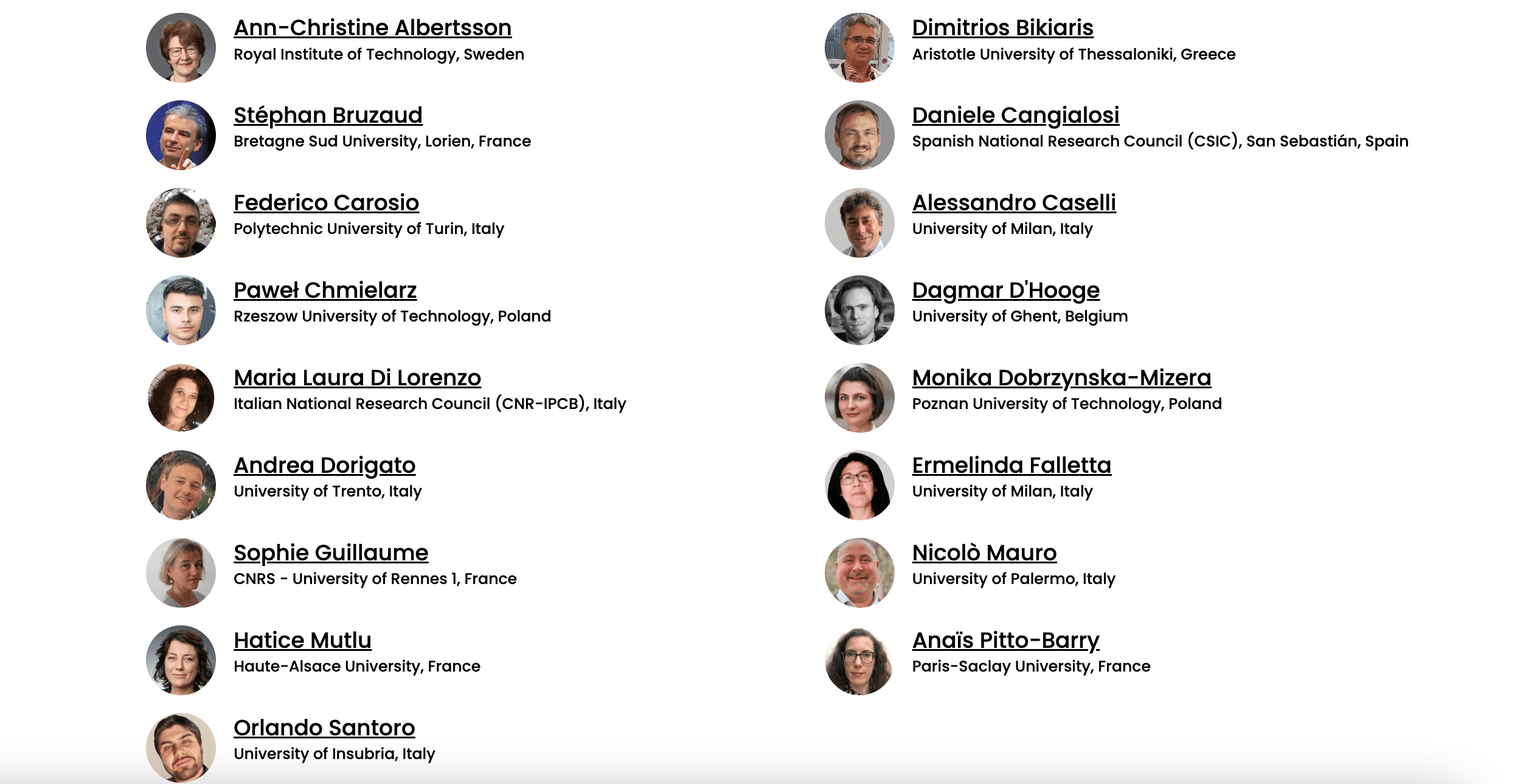The scientific committee of Milan Polymer Days 2024